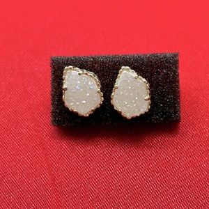 Tessa Gold Stud Earrings Iridescent Drusy